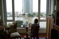 Ariving in our hotel, Sarah takes in the view