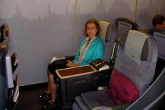 Sarah settles down for a 50 minute domestic flight