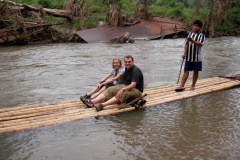 yup, they are logs bound with bike tyres! But they float good!